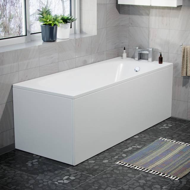 Nes Home Modern High Gloss White 1700mm Front Bath Panel Abs - One Size