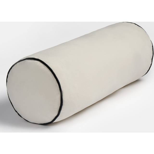 OHS Matte Velvet Bolster Cushion - Cream/Black
