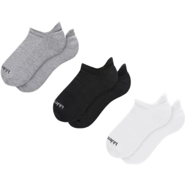 lululemon – Unisex Daily Essential Tab Socks 3 Pack – Color White/Light Grey/Black – Size Medium - White/Heathered Core Light Grey/Black