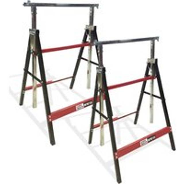 2 x Lumberjack Folding Work Horse Trestle Saw Adjustable Height Stand 150kg Each - Silver
