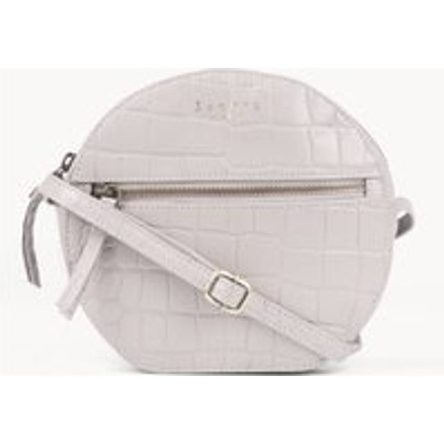 JANE' Embossed Croc Leather Round Designer Crossbody Bag - Light Grey - One Size