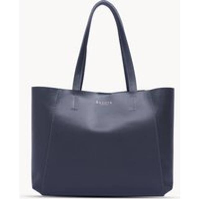 ADELA' Smooth Real Leather Unlined Designer Tote Bag - Navy - One Size