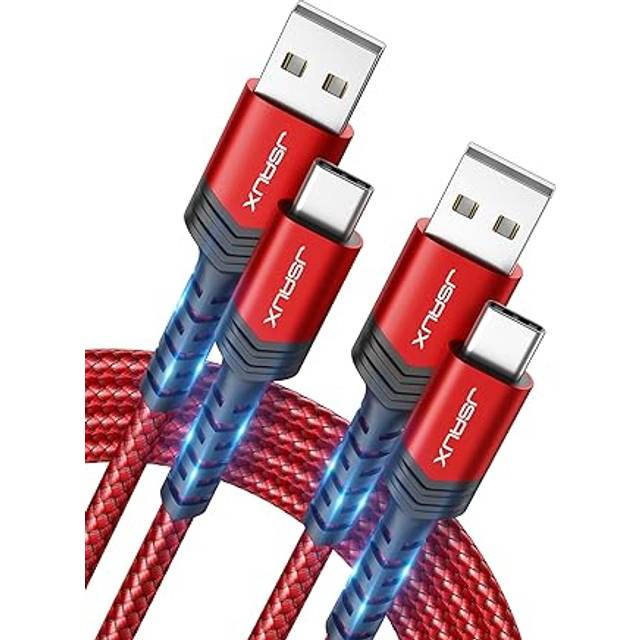 USB C Cable, JSAUX (2m 2-Pack) Type C Fast Charger Charging Cable Nylon Braided Compatible for Samsung Galaxy S9 S8 A3 A5 2017 Note 8 9, Huawei P10...