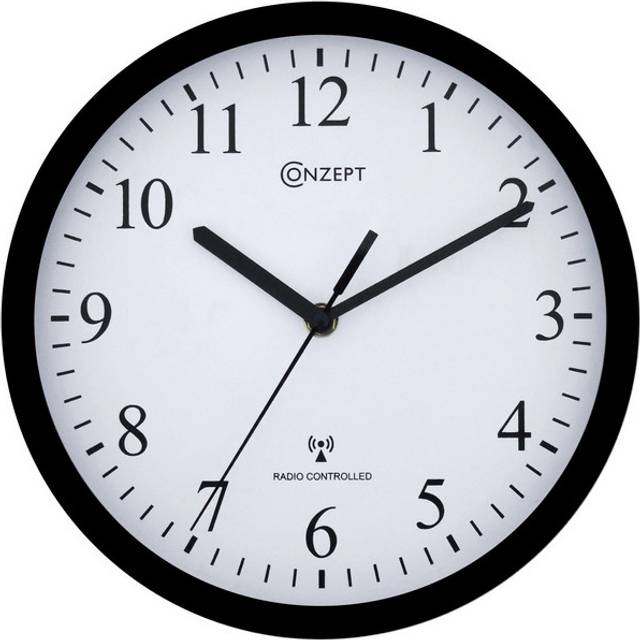 Conzept Radio Controlled Black Wall Clock 25cm