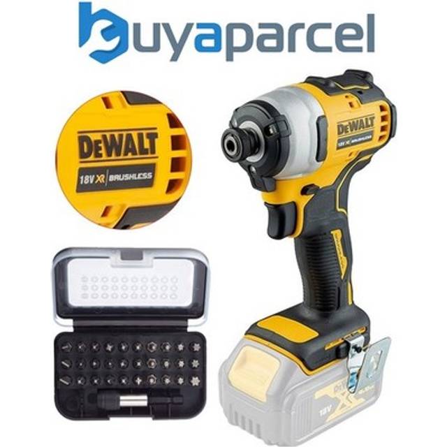 Dewalt DCF809N 18v XR Brushless Compact Impact Driver Bare Tool + 32pc Bit Set