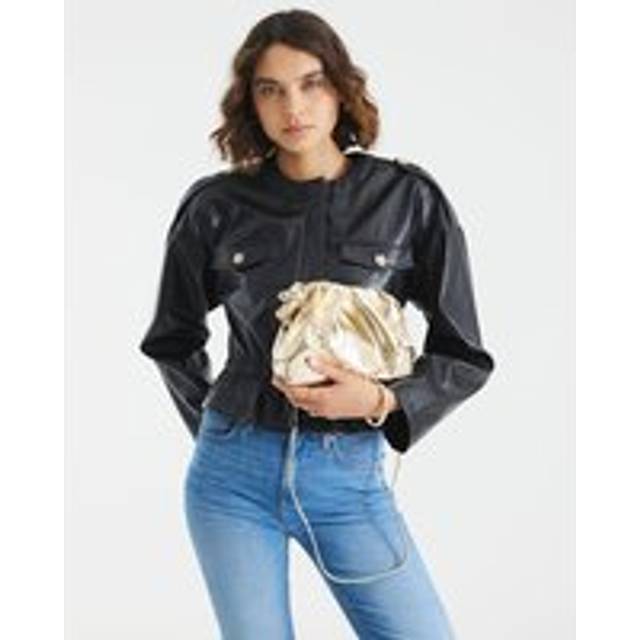 River Island Womens Gold Ruched Chain Detail Cross Body Bag - One Size