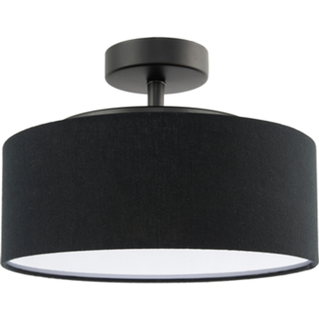 Contemporary Textured Linen Fabric Semi Flush Ceiling Light Fixture - Black - One Size