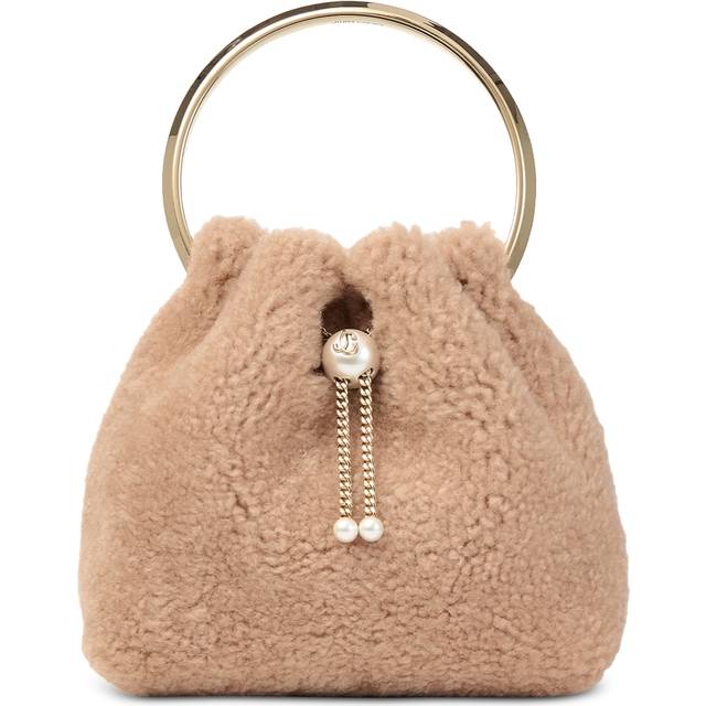 Womens Jimmy Choo Bon Bon Shearling Top-Handle Bag