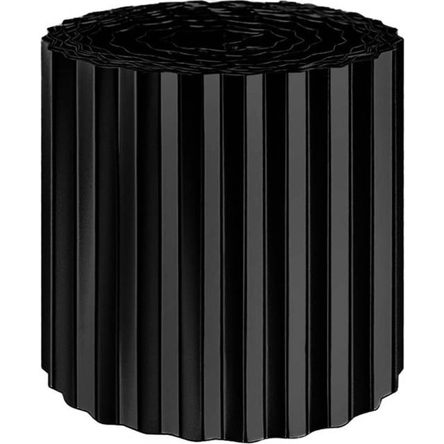 Corrugated Metal Lawn Edging Garden Border Roll - 6m - Black (16cm W X 16cm H X 600cm D)