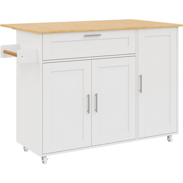 Kitchen Island With 1 Drawer And 3 Doors - White (90cm H X 132cm W X 44cm D)