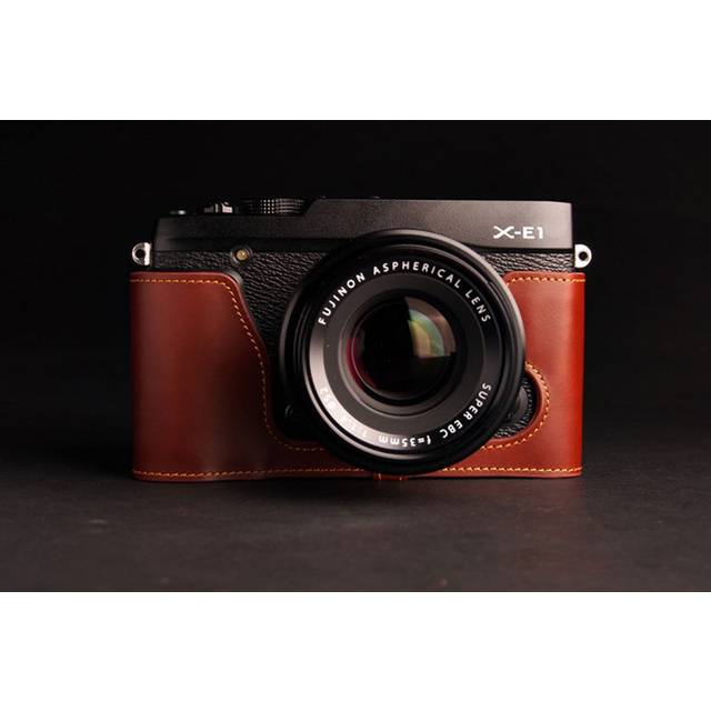 Genuine Real Leather Half Camera Case Bag Cover For Fujifilm Xe1 Xe2 Xe2s Brown