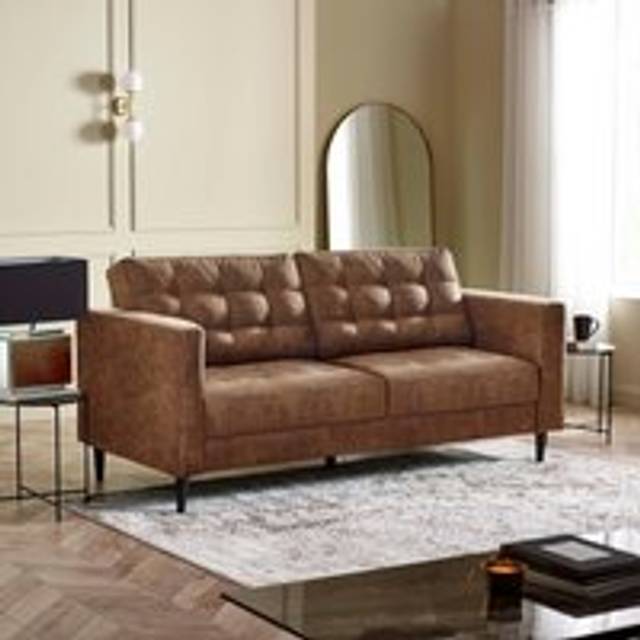 Furnitureboxuk Jade Brown Faux Leather 3 Seater Sofa In Tan - One Size
