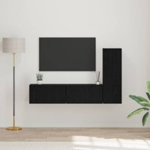 TV Cabinet Set 3 pcs Black oak Small 30.5 x 30 x 90 cm - One Size
