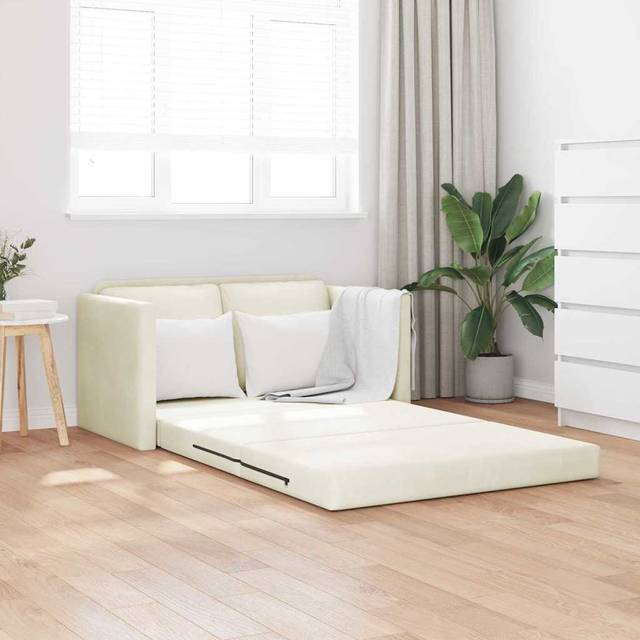 vidaXL Floor Sofa Bed with Cushion Cream 122 x 70 x 60 cm Velvet