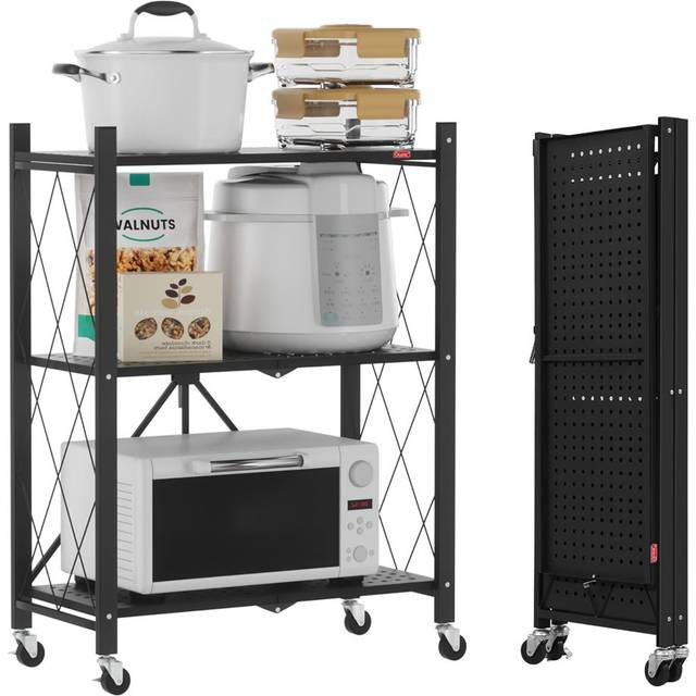 3 Tiers Metal Shelving Units for Storage 61x85x28 CM - Black