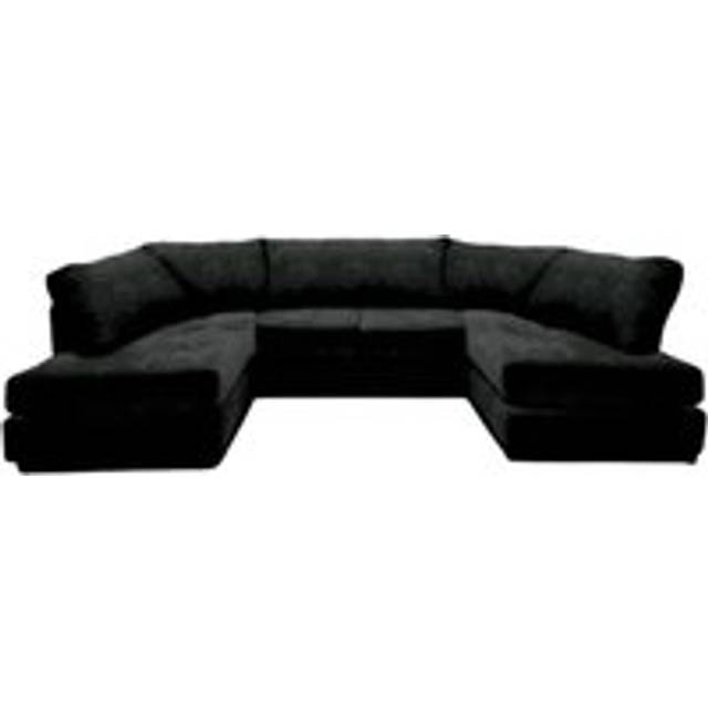 Cambridge Full Back 6 Seater U Shaped Corner Chenille Fabric Sofa Black - One Size