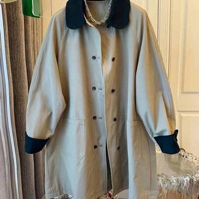 SHEIN 2025 Spring Autumn New Mid-Length Trench Coat For Women, Casual Color Block Collar Fashion Retro Slimming Military Style