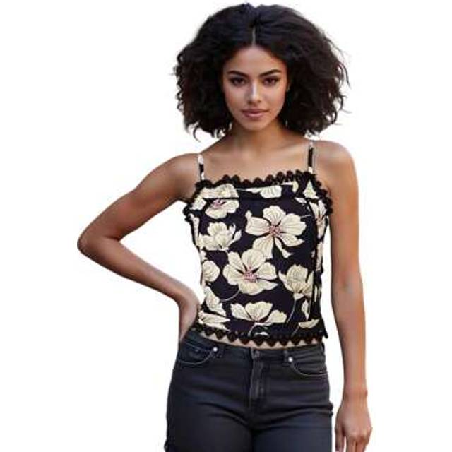 SHEIN Women&#39;s Tie Back Cami Tops Sleeveless Spaghetti Strap Lace Trim Camisole Tank Tops