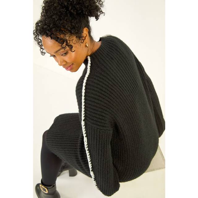 Ribbed Knitted Dress - Black - 10