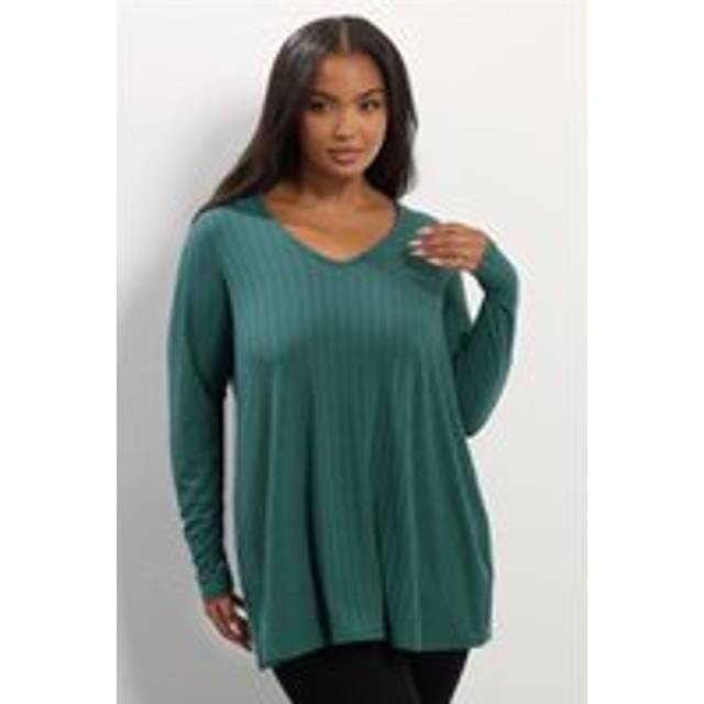 Yours Curve Teal Blue Ribbed Swing Tshirt, Women's Curve & Plus Size, Yours - 34-36