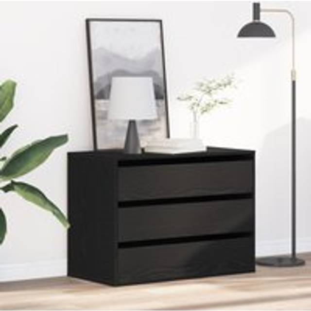 Berkfield Home Corner Chest of Drawers Black Oak 80x41x58 cm Engineered Wood | Size: 80 x 41 x 58 cm
