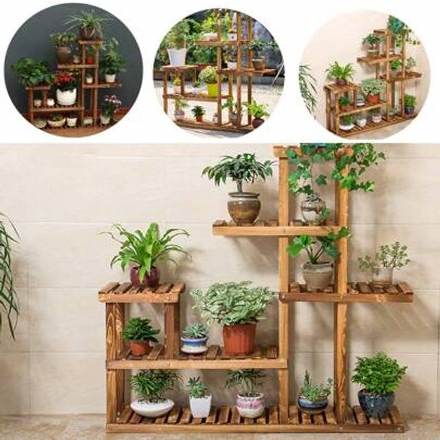 SHEIN Living And Home Rustic Large Multi-Tiered Wooden Plant Stand