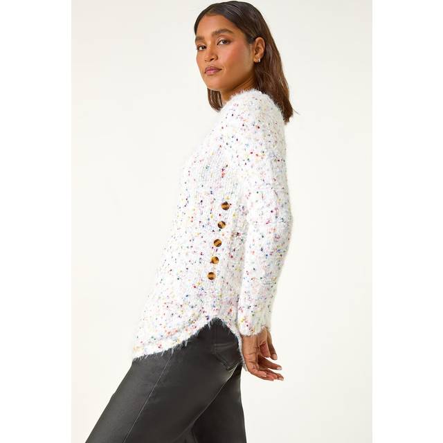 Roman Nep Curved Hem Jumper In Ivory - 10