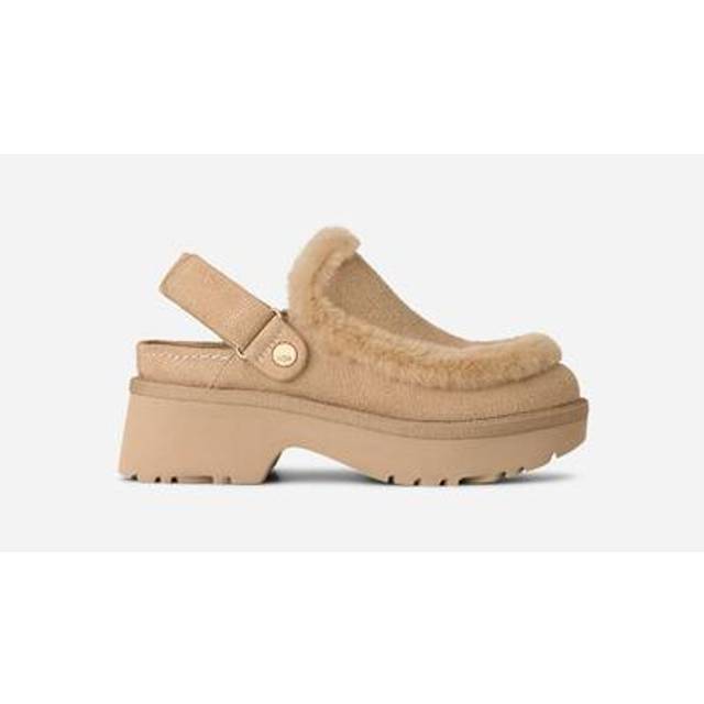 UGG® Esmee Clog in Brown, Size 4, Suede/Polyester/Leather - Mustard Seed