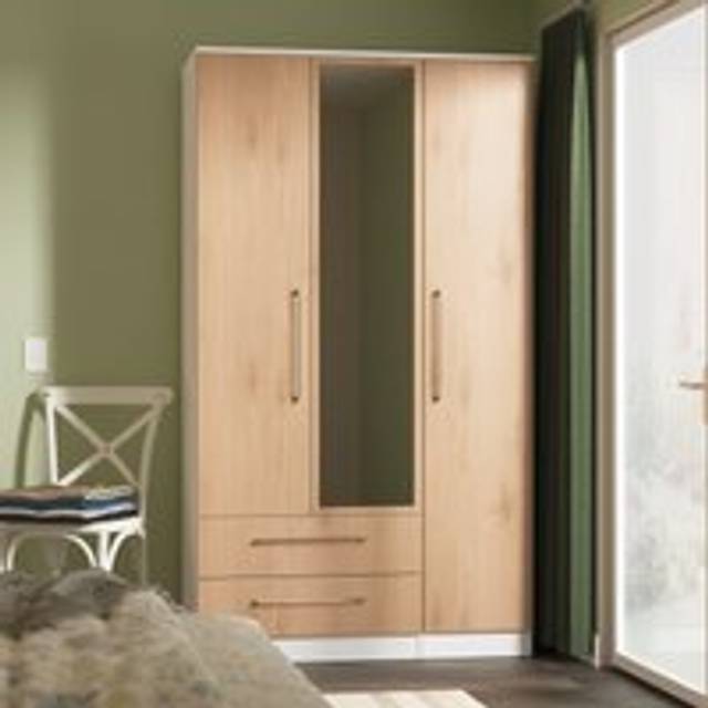 Ready Assembled 2 U Gloucester Triple Mirror Wardrobe with 2 Drawers (Ready Assembled) in White