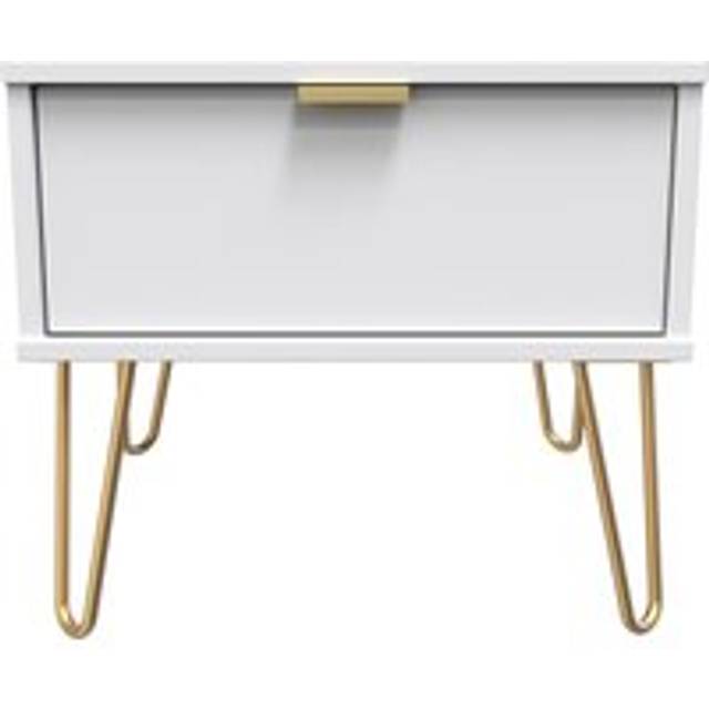 Fuji 1 Drawer Wide Side Table (Ready Assembled) - White - One Size