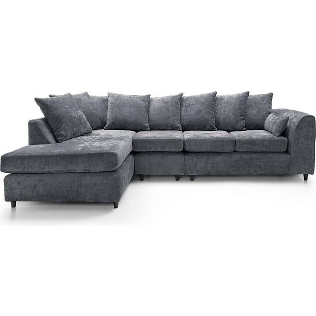 Chenille Fabric 5 Seater Left Hand Facing Corner Sofa Grey - One Size