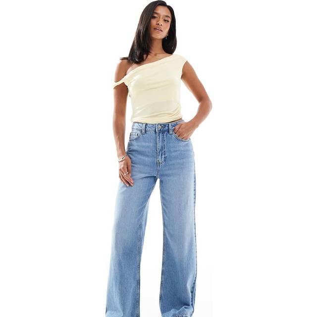 New Look Women's Petite Blue Adalae High Waisted Wide Leg Jeans - 14L28
