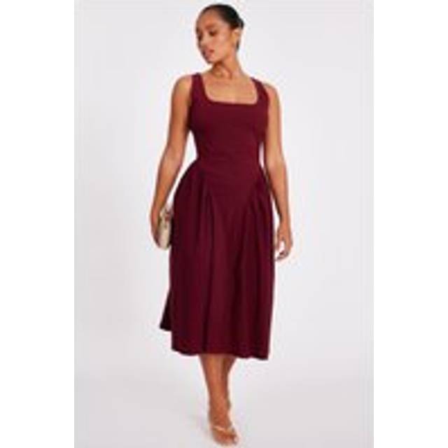 Wine Petite Ruched Side Midaxi Dress - 12