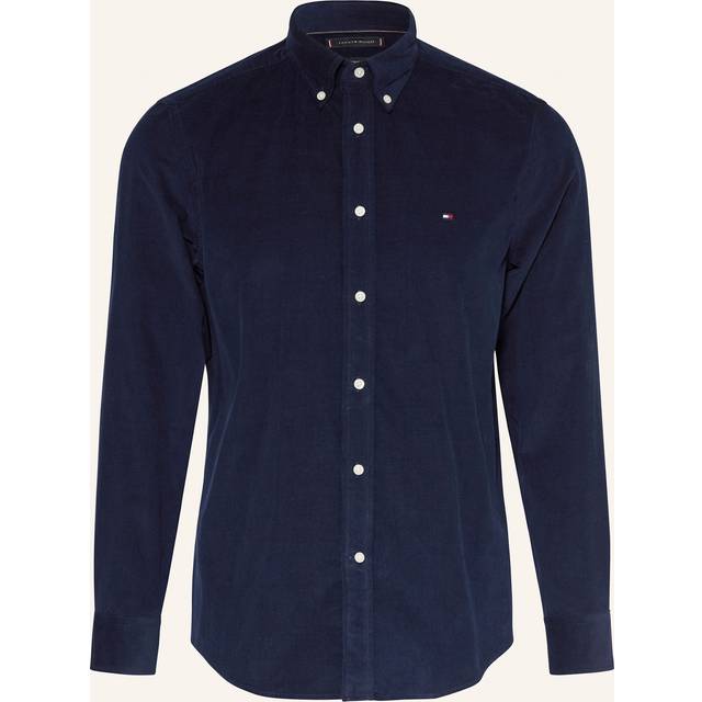 Men's Tommy Hilfiger Solid Corduroy Mens Long Sleeve Shirt - Imperial Navy - Size: 40 - imperial navy