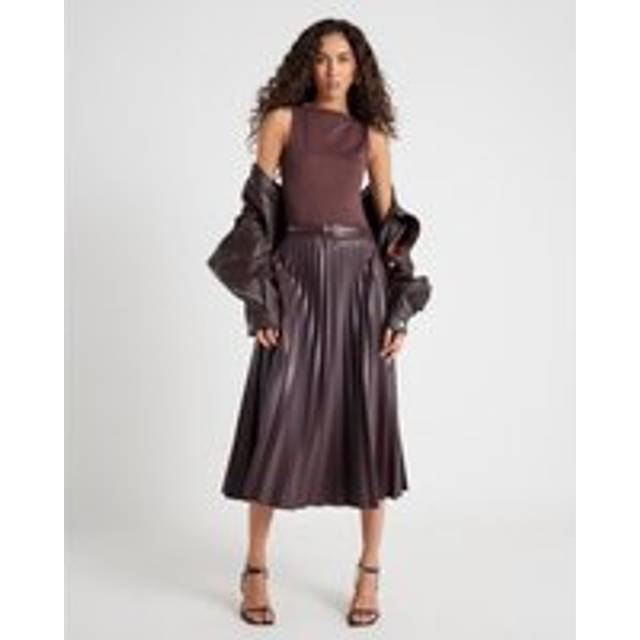 River Island Womens Red Belted Pleated Midi Skirt - 22