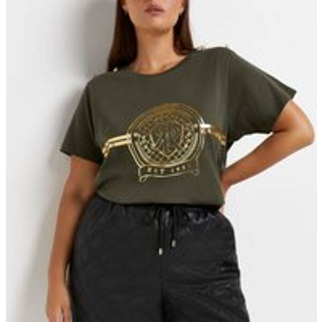 River Island Womens Plus Khaki Ri Branded T-Shirt - 20