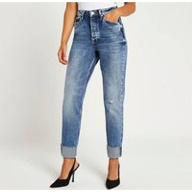 River Island Womens Blue High Waisted Bum Sculpt Mom Jeans - 6S