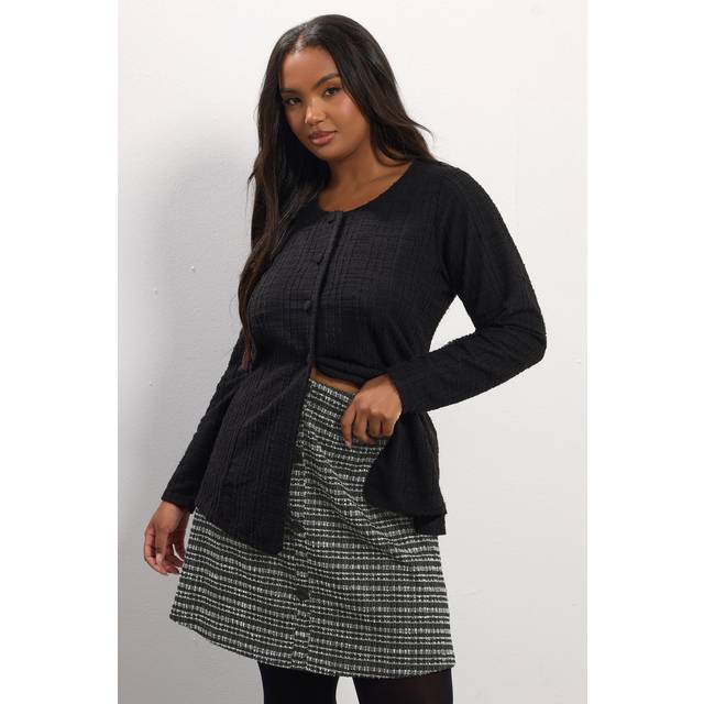 Yours Curve Black Boucle Button Mini Skirt, Women's Curve & Plus Size, Yours - 16