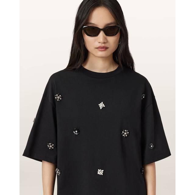 Womens Allsaints Amelie Crystal-Embellished Cotton-Jersey T-Shirt