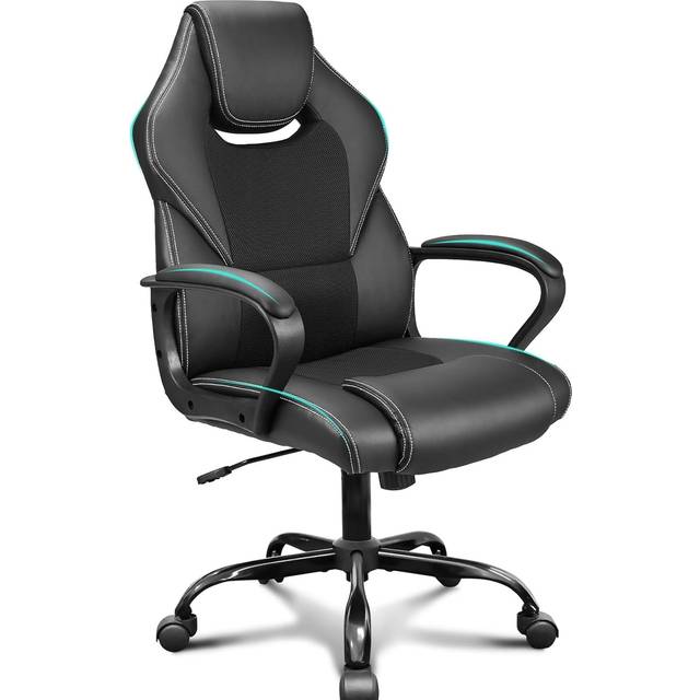 BASETBL Office Desk Chair Racing Style Home Ergonomic Executive Swivel Gaming Computer Chair, Lumbar Support High Back PU Leather Adjustable Height