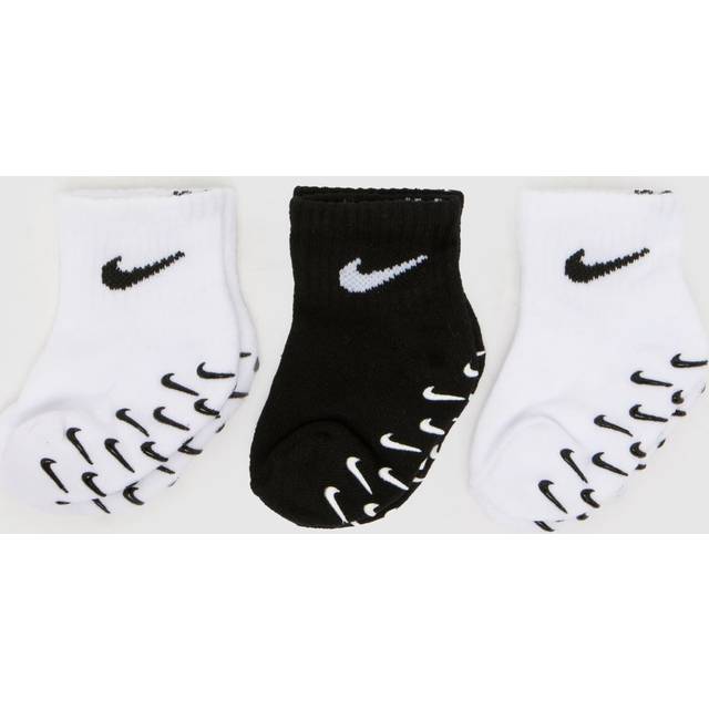Nike White & Black Infant Grip Swoosh Socks 3PK