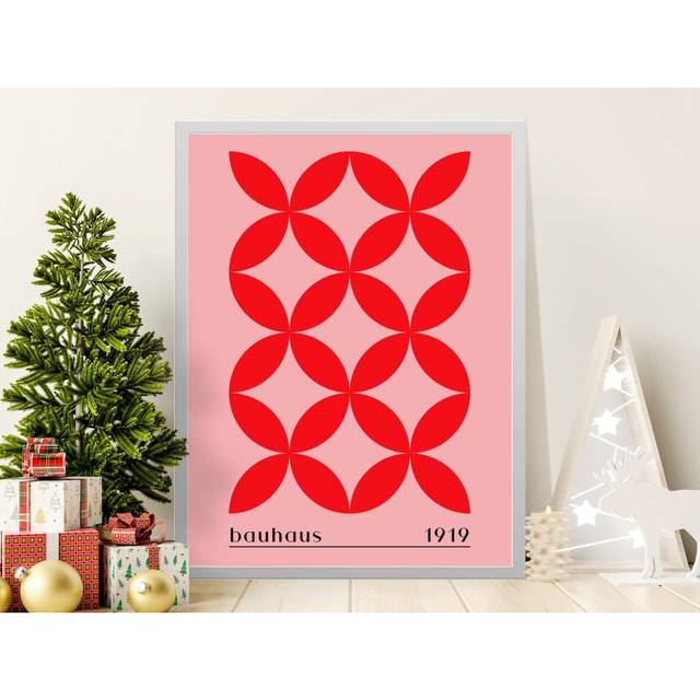 Bauhaus Wall Art, Geometric Print, 1919 Poster, Modern Art, Home Decor, Minimalist Design, Bauhaus Style - Red (35.56 cm H x 27.94 cm W)
