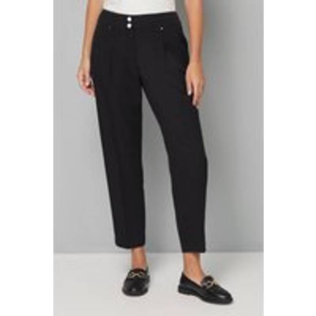 Womens Petite Black Smart Tapered Leg Trousers - 14