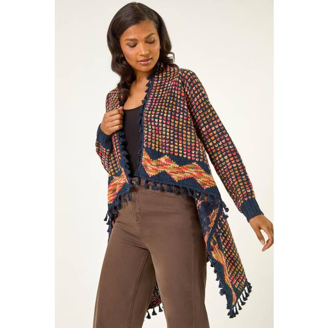 Roman Ombre Tassle Cardigan In Navy - 18