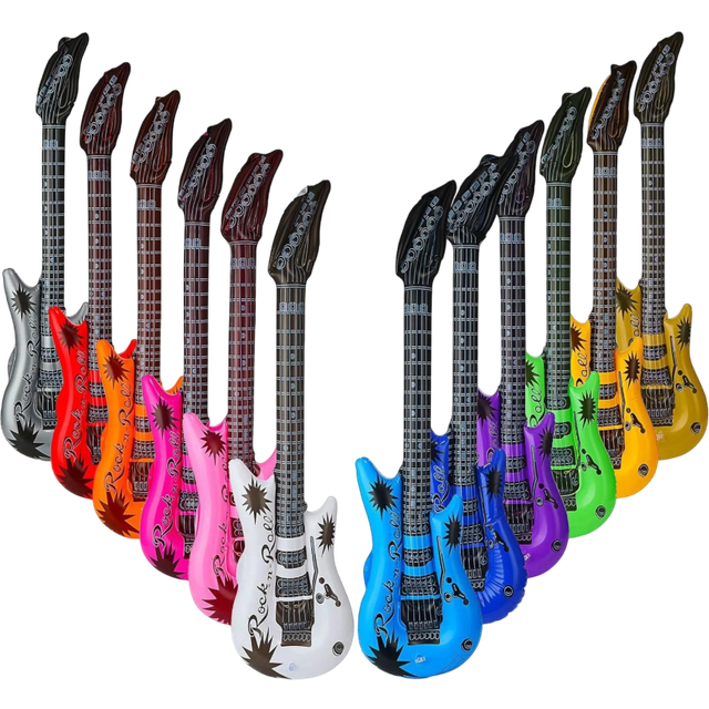 SHEIN 1/6/9/12pcs Inflatable Guitar, Rock And Roll Party Decorations, Blow Up Guitars For Adults, Inflatable Guitar Props, Wedding And Photo Booth Props, Bi
