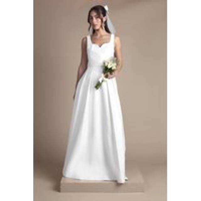 Coast Satin Pleat Bodice Full Skirt Wedding Dress In Ivory - ivory - 14