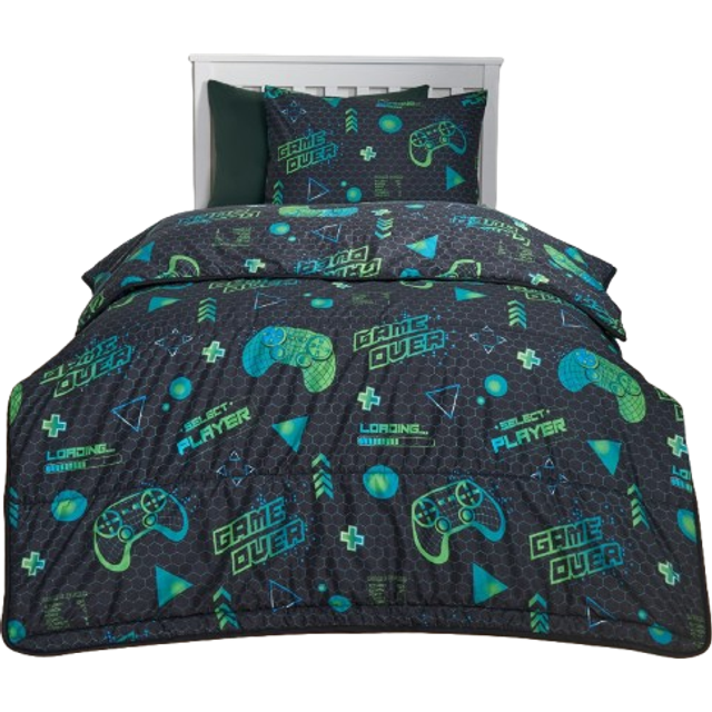 OHS Gaming Coverless 10.5 Tog Duvet & Pillowcase, Black - Single