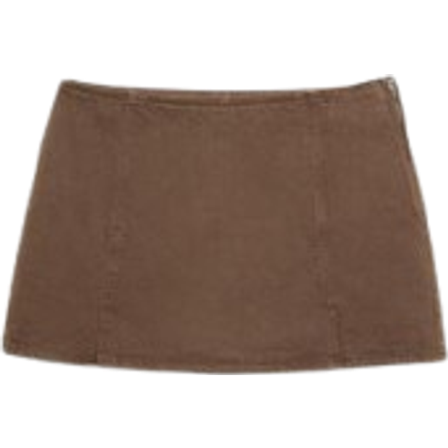 Stradivarius – Brun, kort skorts med slits