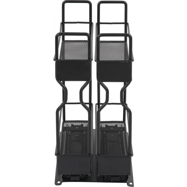 2-Tier&2-Row Metal Spice Rack Slide-Out Kitchen Storage Holder Shelf Cabinet Organizer - Black - One Size