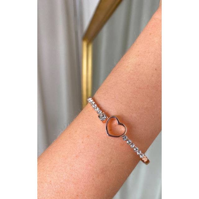 Diamante Bangle with Love Heart Detail